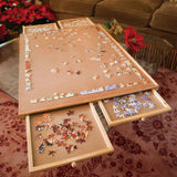 Bits and Pieces - 1500 Piece Puzzle Board with Drawers - Jumbo Wooden Puzzle Plateau – Portable Puzzle Table 26"x 34" - Tabletop Deluxe Jigsaw Puzzle Organizer and Puzzle Storage System – Gift for Mom Bits and Pieces