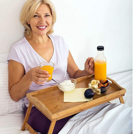 Home-It Large Bed Table Tray with Folding Legs - Breakfast Tray with Handles - Bamboo Bed Tray for Bed, Sofa, Eating and Laptops, Snacking and Working HOME IT