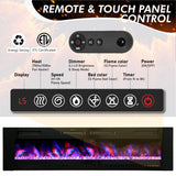 MFSTUDIO 72 inches Electric Fireplace with Remote Control & Touch Screen, Recessed and Wall Mounted Fireplace Heater, Linear Fireplace with 12 Colors Adjustable Flame Color, Timer, 750w/1500w MFSTUDIO