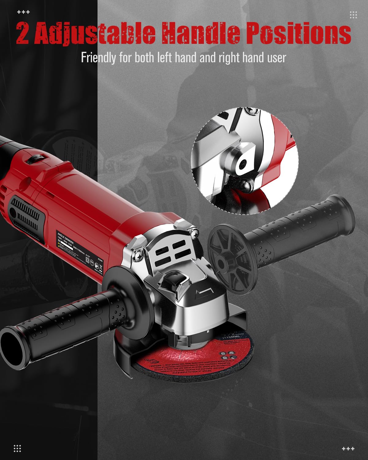 AVID POWER Angle Grinder 4-1/2 Inch 8.0 Amp 1000W Electric Grinder Tool 7-Variable-Speed Metal Grinder, 11,500 RPM, Paddle Switch with Lock-on Button, Cutting & Grinding Wheels and Side Handle AVID POWER