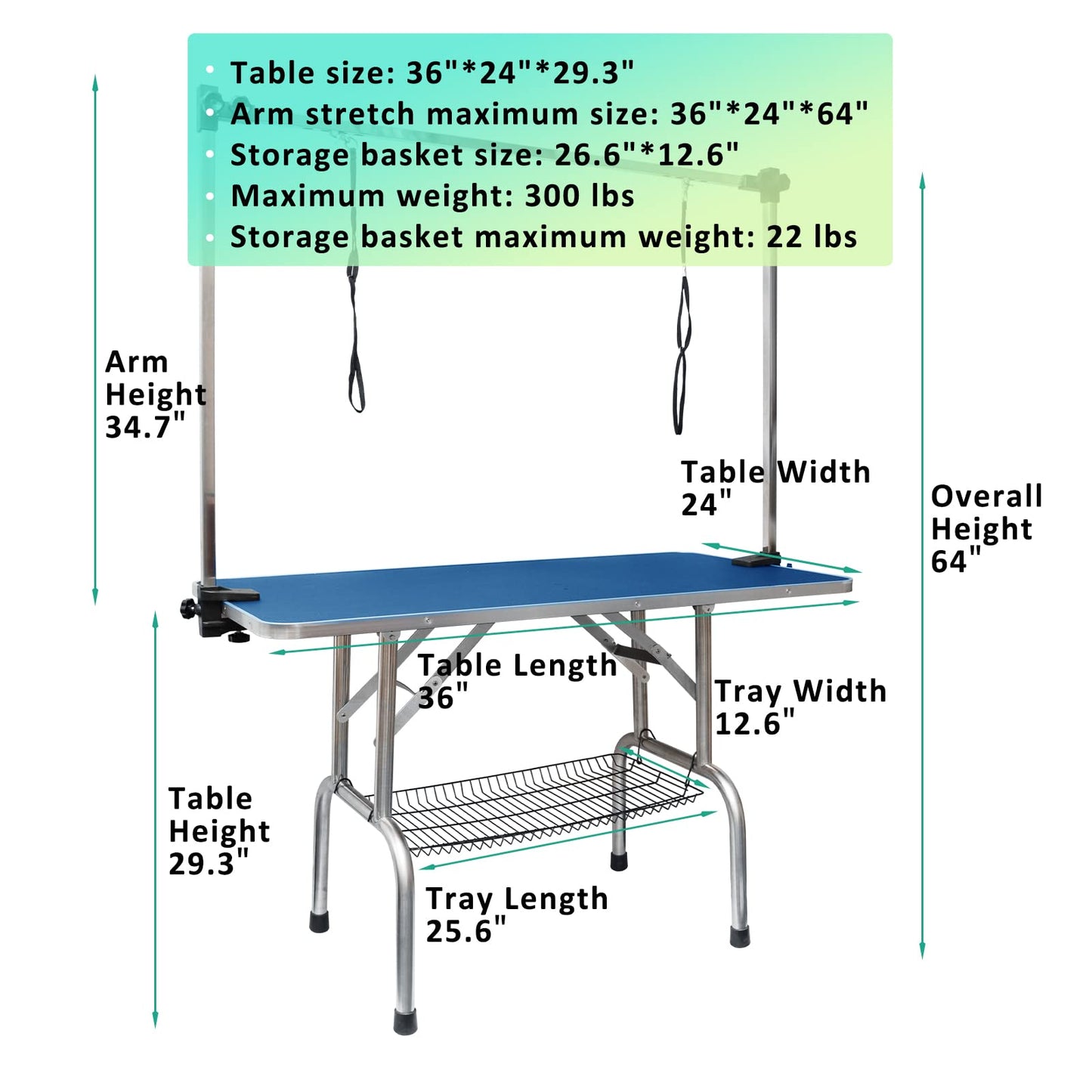 LOVMOR 36 Inch Dog Grooming Table,Adjustable Home Pet Grooming Tables with Arm/Noose/Mesh Tray