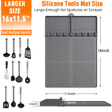 Silicone Grill Mat Compatible with Blackstone, Silicone Griddle Tools Mat with Drip Pad, Spatula Mat for Outdoor Grill Kitchen Counter (Grey) lanlw