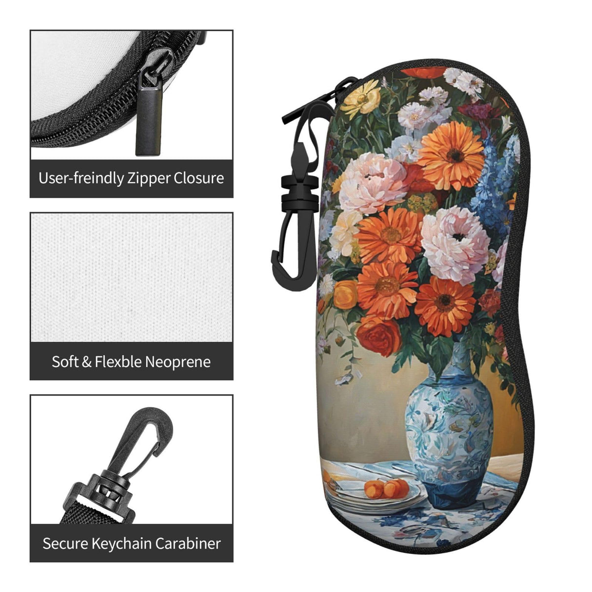 WTTRAEHHM (Flower Diamond Painting) Glasses Case Eyeglasses Soft Pouch Neoprene Zipper Sunglasses Case With Belt Clip For Men Women WTTRAEHHM