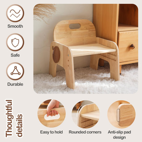 ibwaae Natural Solid Wooden Kids Chair Height-Adjustable Wooden Chair for Toddlers Montessori Furniture Birthday Gift for Children ibwaae