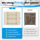 Pataku Metal Storage Cabinet, Garage Cabinet with Doors and Shelves 36" Hx32 Wx16 D, Steel Lockable File Cabinets for Office, Home, Garage, Basement, Industrial, Putty Pataku