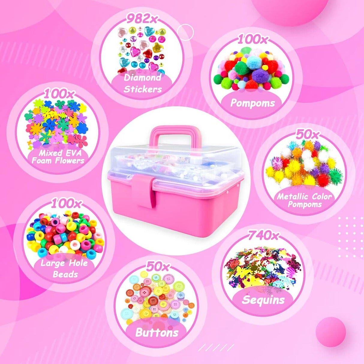 3000 Arts and Crafts Supplies for Kids Craft Kit All in 3 Layered Craft Box with Pipe Cleaners Crafts for Kids Age 4-6, 6-8, 8-12 DIY School Supplies Materials Set Toys Gifts for Girls Boys, Red BNUZEIYI