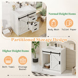 AMERLIFE Farmhouse Bathroom Vanity with Sink Combo, 31in Sliding Barn Door Bathroom Vanity Cabinet Set with Storage Drawers, Metal Handles, Small Single Bath Storage Vanity Sink, Antique White AMERLIFE