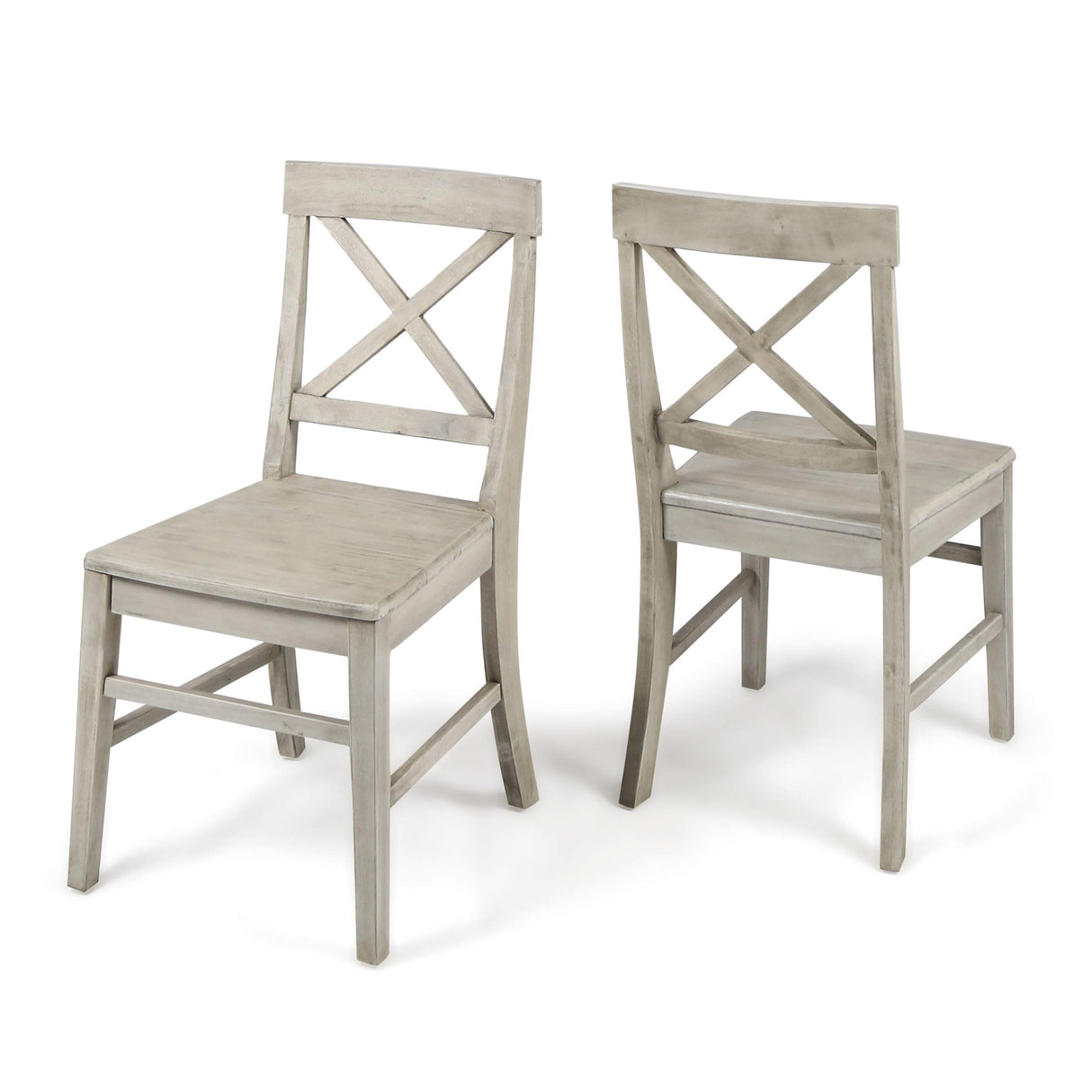 Christopher Knight Home Roshan Farmhouse Acacia Wood Dining Chairs, Light Grey Wash, 21D x 17.75W x 35.5H Inch Christopher Knight Home