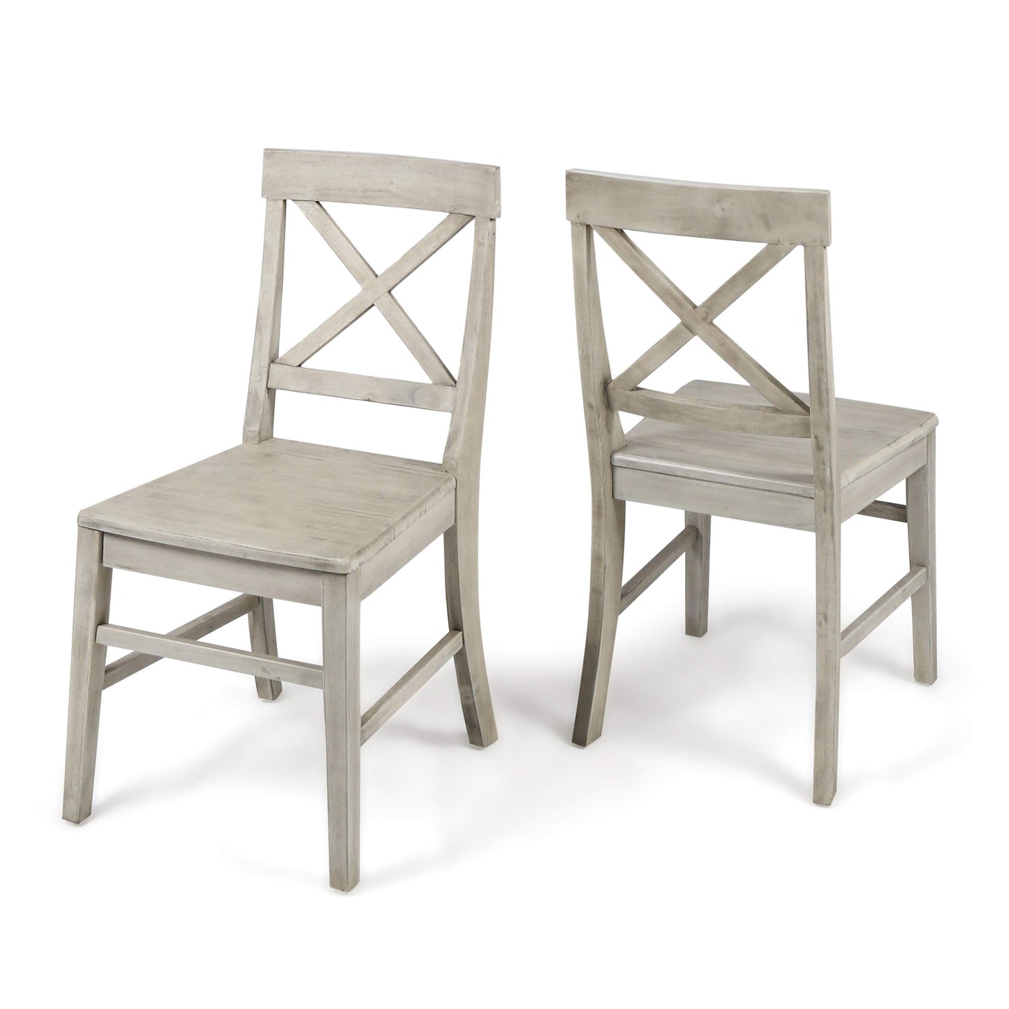 Christopher Knight Home Roshan Farmhouse Acacia Wood Dining Chairs, Light Grey Wash, 21D x 17.75W x 35.5H Inch - WoodArtSupply