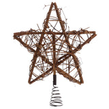 Toddmomy Rustic Christmas Tree Topper Star Rattan Natural Star Christmas Treetop Decoration Hollowed-Out Star Ornaments with Coil Base for Holiday Home Office Toddmomy