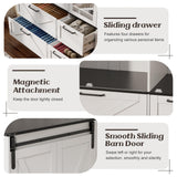 PAKASEPT Armoire Wardrobe Closet with w/Folding Sliding Barn Door, Bedroom Armoires with Mirror and Sensor Lights, Hanging Rod, Wardrobe Closet for Bedroom (19.69" D x 47.24" W x 72.83" H) PAKASEPT