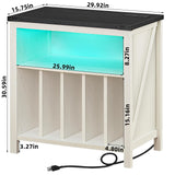 Joaxswe Large Record Player Stand with Charging Station & LED Lights, White Vinyl Record Storage Table Holds up to 230 Albums, Turntable Stand with Display Shelf for Music Room Bedroom Living Room Joaxswe