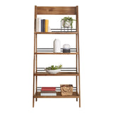 4-Tier Ladder Bookshelf - Freestanding Bookcase with Bar Back Frame - Shelves for Living Room, Kitchen, Bedroom, and Office by Lavish Home (Walnut) Lavish Home