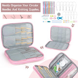 Katech Knitting Needle Case (up to 8''), Circular Knitting Needles Organizer Case for Interchangeable Knitting Needle, Portable Travel Needle Organizer Bag with Zipper for Carry Knitting Accessories Katech