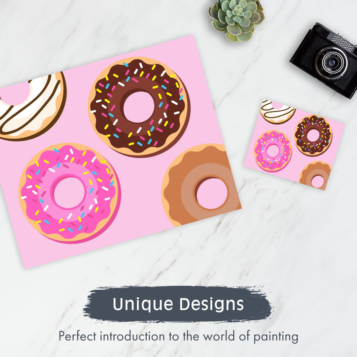 Pink Picasso Kits Paint by Number for Kids | DIY 8x10 Beginner Color by Numbers Canvas Painting Art Kits | Delicious Doughnuts Pink Picasso