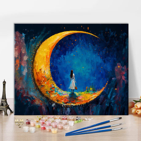 TUMOVO Paint by Number, Moon and Maiden Oil Painting for Adults Kids, Abstract Paint by Number Kits, Acrylic Painting Set for Wall Decoration with Brushes and Pigment, 16x20 Inch TUMOVO