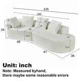 GDFStudio 116" Modern Curved Sectional Sofa with Chaise Lounge,Pearl Upholstered Fully Compressed Sponge Couch,2 Pcs Set,Right Hand Facing,Fully Assembled Lounge Seating for Living Room,Beige GDFStudio