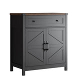 ChooChoo Kitchen Storage Cabinet, Coffee Bar Cabinet, Farmhouse Buffet Sideboard with Drawer for Kitchen, Living Room, Black ChooChoo