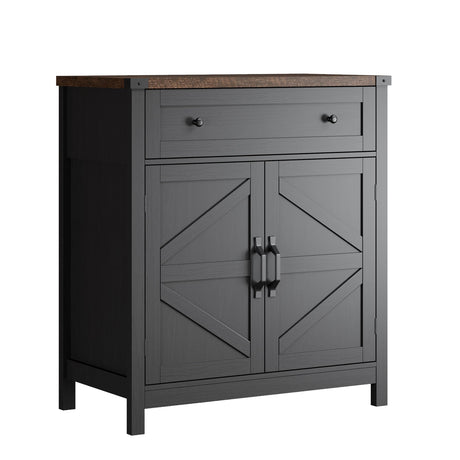 ChooChoo Kitchen Storage Cabinet, Coffee Bar Cabinet, Farmhouse Buffet Sideboard with Drawer for Kitchen, Living Room, Black ChooChoo