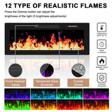 PRETZI Fireplace TV Stand with 36" Fireplace, 2 Tier 70" LED Entertainment Center with Fireplace for TVs Up to 80", Modern Wood TV Media with Storage Cabinets for Living Room, White PRETZI