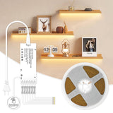 CUBITOR Under Cabinet COB Led Light Strip kit,16.4ft/5m Cuttable 3000K,Diffused Power with 6 Output Ports,Touch Switch&Dimmer Strip for Gun Safe Case,Book Shelf,Floating Shelf,Wall Panel,Home Decor CUBITOR