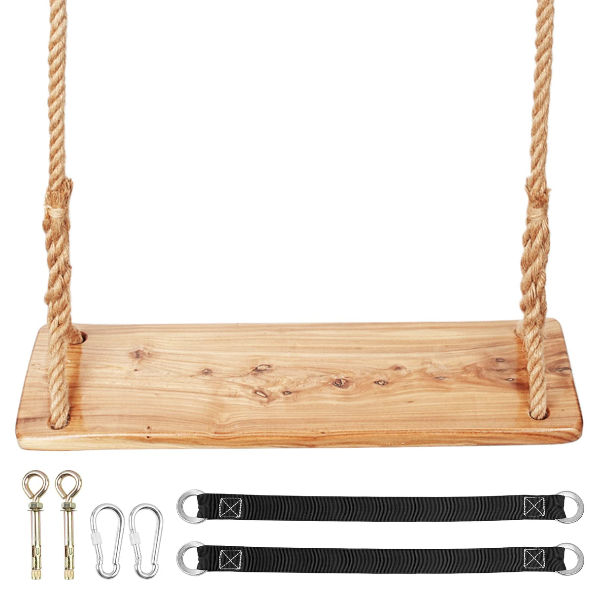 Wooden Tree Swing,500lbs Load Capacity Wooden Swing for Adults & Kids,Adjustable Height,Waterproof Hanging Swing Seat for Indoor,Outdoor,Backyard,Garden,Playground (Adult) BATTIPAW