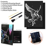 NAIHEY Scratch Art Rainbow Painting Paper DIY Crafts Womens Hobbies Engraving Art Scratchboard Scratch Painting Sketch Pads for Adults 16” x 11.2” (Unicorn Animal) Birthday Gift NaiHey