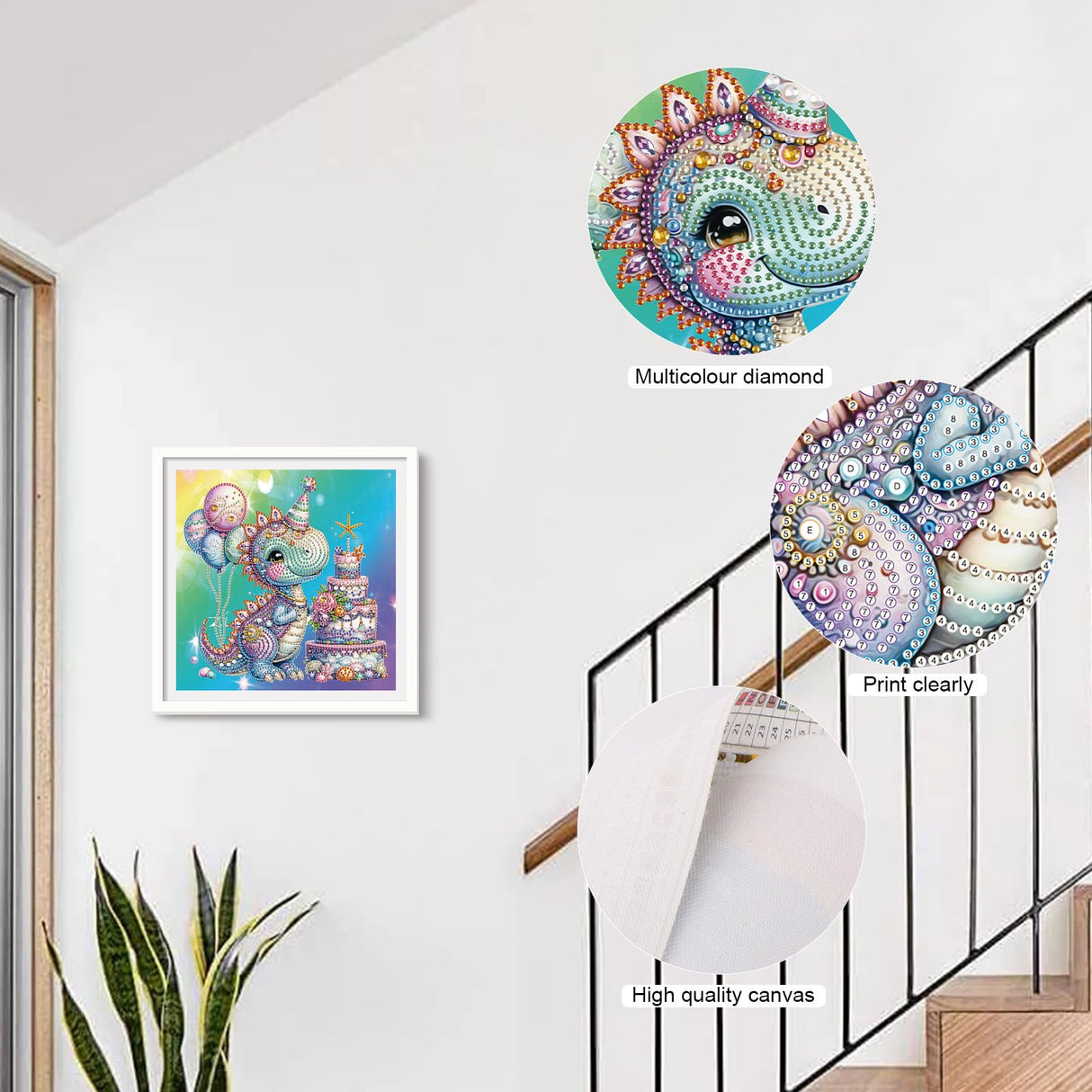 Diamond Art Painting Kits for Adults, 5D Special Shape Diamond Art Kits for Beginners, Crystal Rhinestones Diamond Art Painting for Home Wall Decoration Gift 12×12inch, Cake and Dinosaur AiYuanzsh