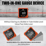 Coobeast Digital Angle Finder Magnetic, Rechargeable Digital Angle Gauge, Mini Protractor Angle Finder Measuring Tool for Woodworking Tablesaw(Laser Level is Class II, Output<5mW), Gift for Men coobeast