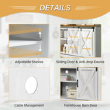 4 EVER WINNER White Coffee Bar Cabinet, Farmhouse Buffet Cabinet with Storage, 59" Sideboard Buffet Cabinet with Sliding Barn Doors, TV Stand Station Long Server Table Cupboard for Living Dining Room 4 EVER WINNER