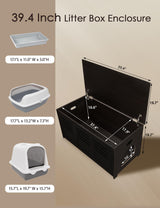 DINZI LVJ Litter Box Enclosure, Flip Top Litter Box Furniture, Hidden Cat Washroom, Wooden Cat House, End Table, 39.4" L x 19.7" W x 19.7" H, Good Ventilation, Easy to Assemble, Espresso DINZI LVJ