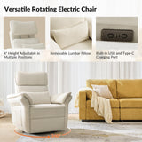 HULALA HOME Nursery Glider Recliner with Adjustable Headrest and Armrests, Power Swivel Rocker Recliner Chair with USB Port and Storage Bags, GREENGARD, FSC, CertiPUR-US® Certified, Beige HULALA HOME