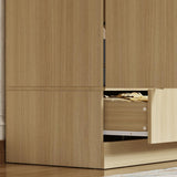 Homsee 66.9" H Modern Armoire Wardrobe Closet with 4 Doors and 2 Drawers, Clothing Storage Cabinet with 3-Tier Shelves and Hanging Rod for Bedroom, Light Brown Wood Grain Homsee