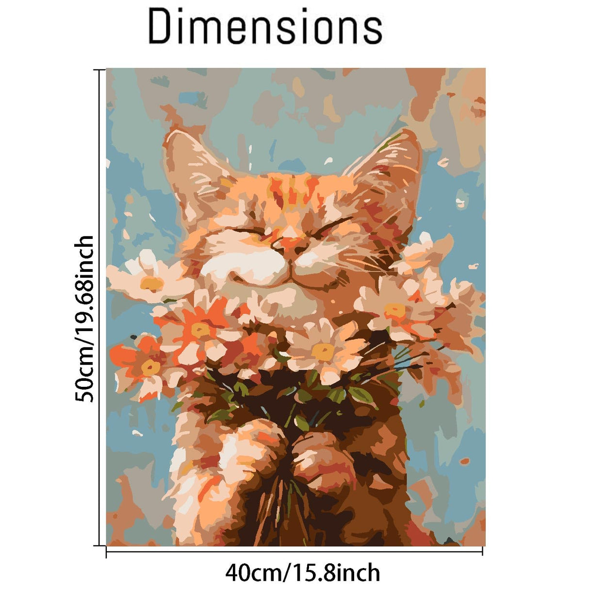 DIY Cat and Flower Paint by Numbers Kits for Adults, Painting by Numbers for Adult & Beginner on Canvas, Animal Oil Painting Kits Perfect for Home Decoration 16x20 Inch Clendo
