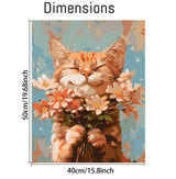 DIY Cat and Flower Paint by Numbers Kits for Adults, Painting by Numbers for Adult & Beginner on Canvas, Animal Oil Painting Kits Perfect for Home Decoration 16x20 Inch Clendo