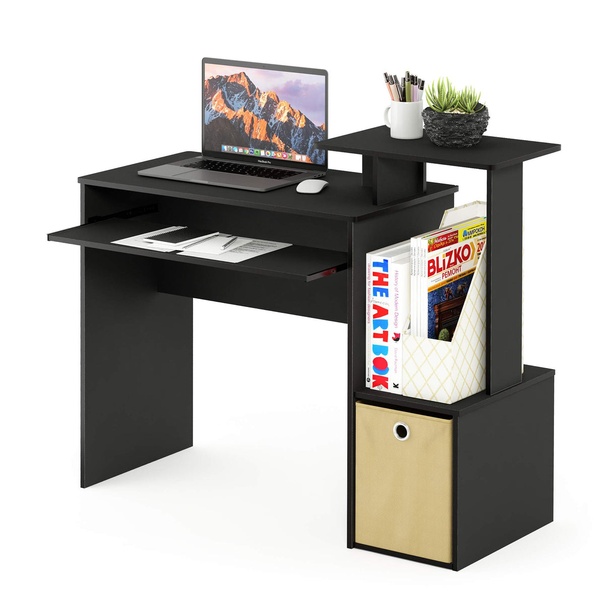 Furinno Econ Multipurpose Home Office Computer Writing Desk, Black/Brown Furinno
