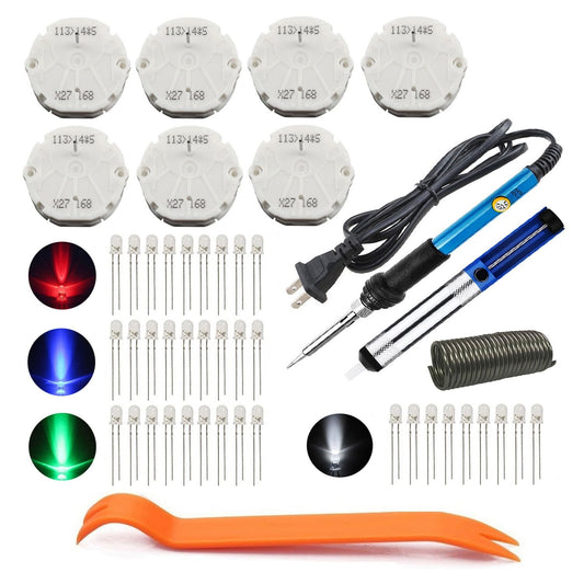 Zinger Instrument Cluster Gauge Stepper Motor Repair Kit X27 168 Fits 03-06 GM Chevy Silverados Tahoes Yukons(7Motors+36Led Light Bulbs+Soldering Iron+Solder Sucker+Remove Tool+Flux Rosin Core)