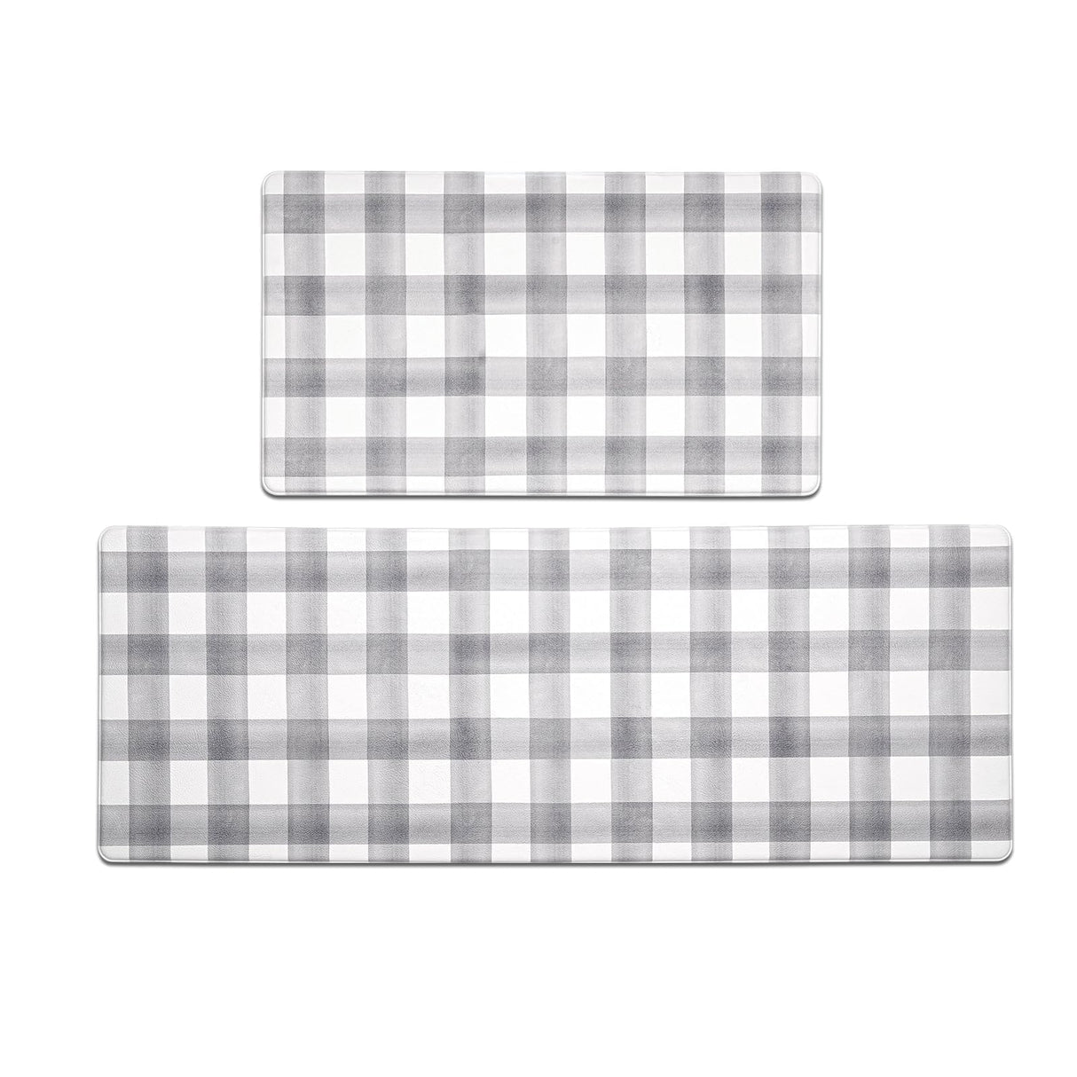 FRESHMINT Modern Farmhouse Plaid 2 Piece Set Kitchen Mats for Floor Anti Fatigue Waterproof & Non-Skid Kitchen Rugs Cushioned Kitchen Mat for Standing Washable Comfort Desk Kitchen Runners FRESHMINT
