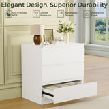 OtterOasis White Wood Dresser for Bedroom, 3 Drawer Dresser for Clothes Storage, Modern Dressers with Wide Drawers, Wide Wooden Chest Drawers for Living Room, Entryway, TV Stand OtterOasis