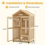 MCombo Wooden Cat House for Indoor Cats, Cat Villa with Cat Entrance, Cat Catio with Lockable Doors & Wheels, CT291 MCombo