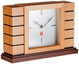 Bulova B1659 Usonian II Frank Lloyd Wright Mantel Clock, Natural Finish with Walnut Stain Base Bulova