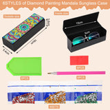 Copkim 6 Packs 5D Diamond Painting Sunglass Case, DIY Sunglasses Storage Box Kit with Diamond Painting, Mandal Alloyseed Leather DIY Handmade Diamond Art Glasses Case for Art Craft Gift Travel Copkim