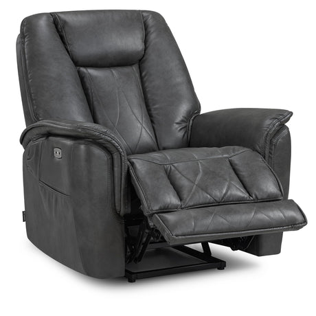 MCombo Triple Motors Lay Flat Recliner for Adults, Oversized Leather Recliner Chair with Power Headrest, Infinite Position, USB & Type-C Charging Ports HTS526 (Grey) MCombo