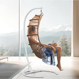 Hammock Stand Only Max 300lbs Hammock Chair Stand Only Heavy Duty Hanging Chair Stand Only 360 Degree Rotation C Stand Frame for Egg Chair Indoor Outdoor Porch Swing, White YEEFY