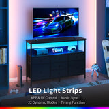 Yoobure TV Stand Dresser for Bedroom, 7 Fabric Drawers Entertainment Center, LED Dressers with Power Outlets, TV Stands for Living Room with Storage Shelf, TV Console Entertainment Stand up to 50" TV Yoobure