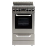 West Bend WB200ERPSS 20-Inch Electric Range, Compact Design, Top with 4 Cooking Zones, Glass Oven Door, Storage Drawer, and Rotisserie Accessories, 2.0 Cu. Ft, Stainless Steel, Metallic West Bend
