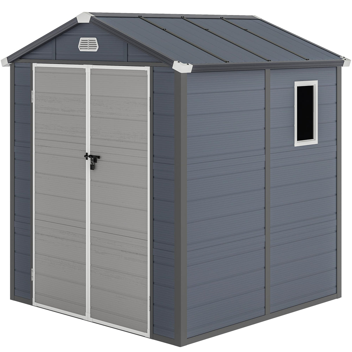 DWVO 6x6FT Outdoor Storage Shed w/o Floor, All-Weather Plastic Shed with Lockable Doors, Window & Vents, Plastic Tool Shed for Backyard, Patio, Poolside, Lawn, Gray DWVO