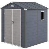 DWVO 6x6FT Outdoor Storage Shed w/o Floor, All-Weather Plastic Shed with Lockable Doors, Window & Vents, Plastic Tool Shed for Backyard, Patio, Poolside, Lawn, Gray DWVO