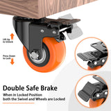 2 Inch Caster Wheels Set of 4, Heavy Duty Casters with Brake, No Noise Locking Swivel Casters with Polyurethane (PU) Wheels, Casters Wheels for Cart, Furniture and Workbench (Two Hardware Include) LUTUMEI