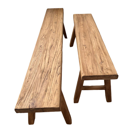 YEXINGlow Farmhouse Wooden Bench for Living Room, Multifunctional Elm Wood Long Indoor Dining Bench for Bedroom, Easy to Assemble 80x25x45cm YEXINGlow